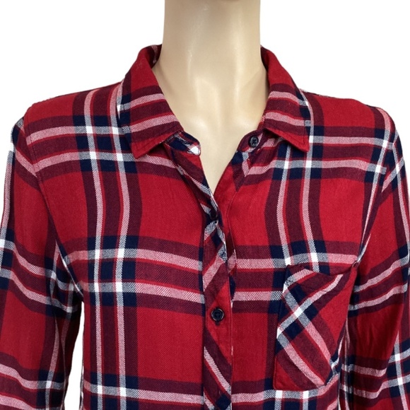 Rails Hunter Carmine Navy white Tatum plaid button up shirt size small - Picture 3 of 12
